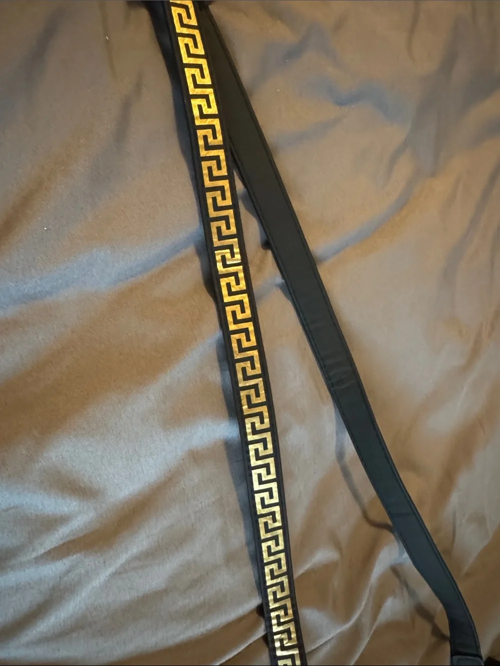 Versace Black Messenger Bag with Gold Medusa Emblem